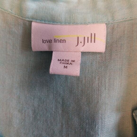 J.Jill Love Linen Button Down Shirt Seafoam Green Relaxed Fit Medium - Picture 3 of 7